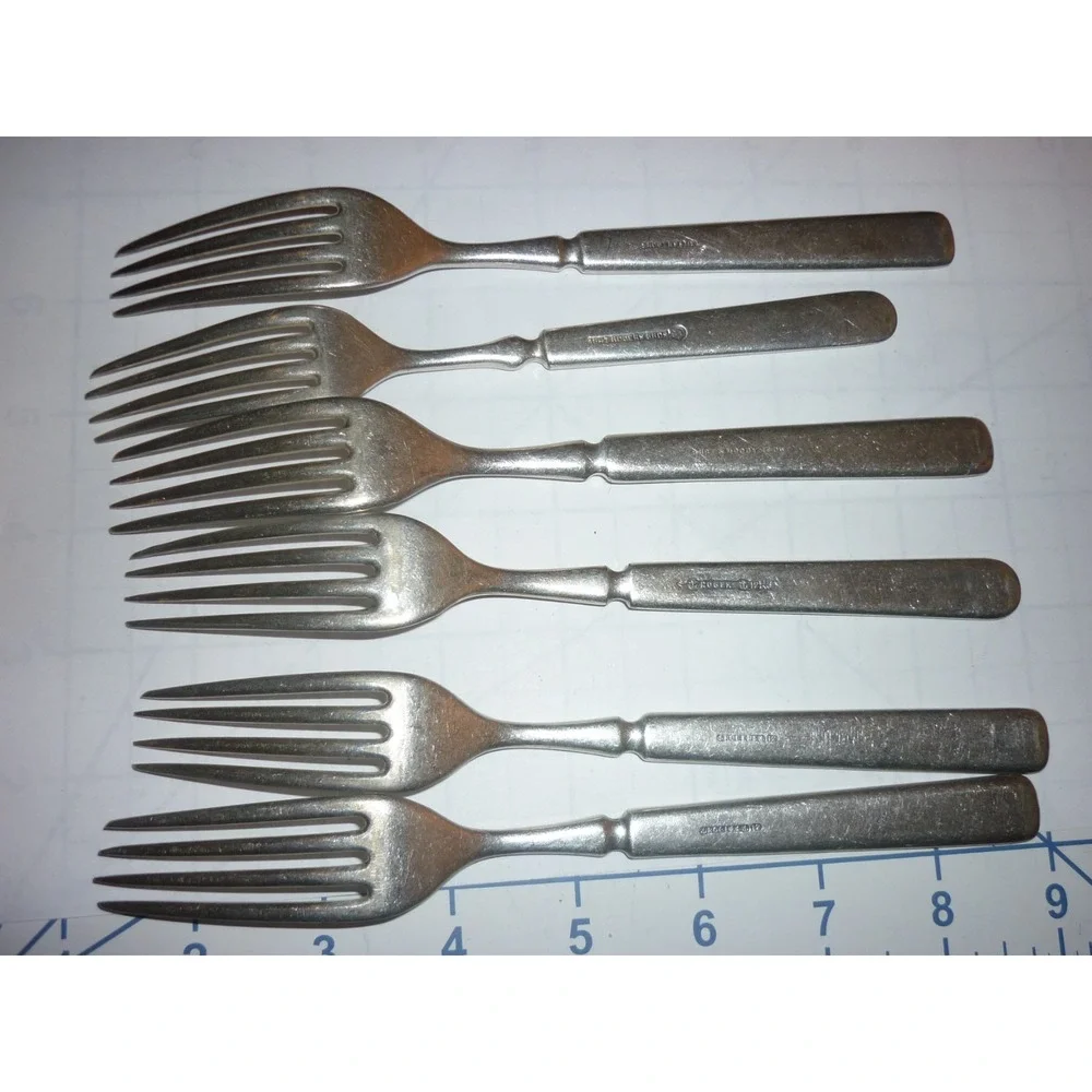 6‎ Antique Rogers Burt & Moody Silverplate Dinner Fork